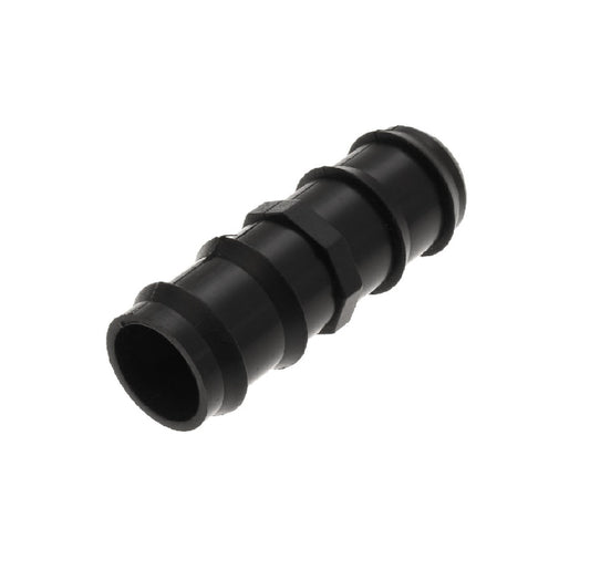 Durable black straight waste pipe connector 28.5mm ID – push-fit adaptor for grey convoluted hose