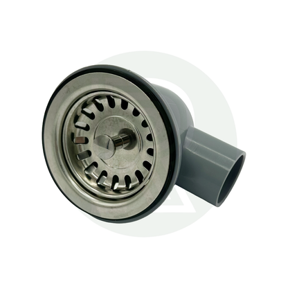 28mm to 70mm 90 degree sink waste with removable strainer grey for motorhome caravan campervan and marine sink installations