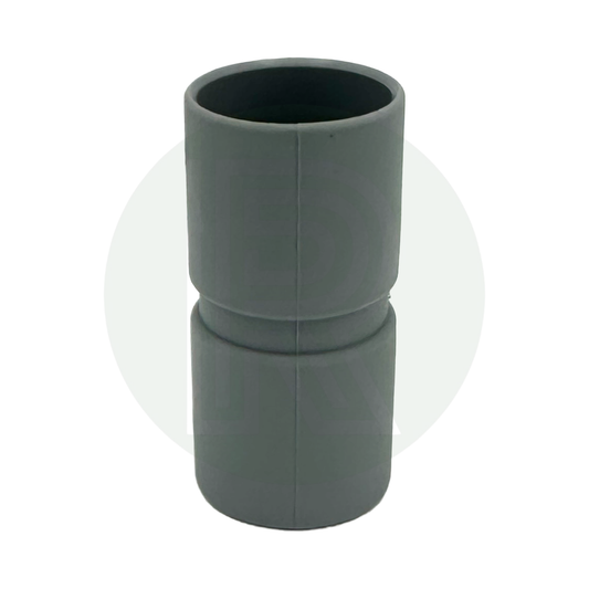 Grey 28mm push fit straight coupler for joining rigid waste pipes in caravan and motorhome plumbing systems
