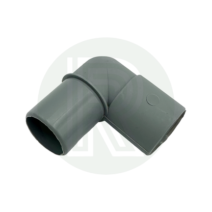 Grey 90 degree stem elbow connector for 28mm rigid waste pipe installations