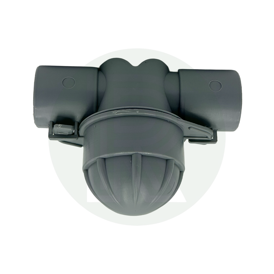 Grey 28mm waste water odour trap for rigid waste pipe installations in caravans and motorhomes