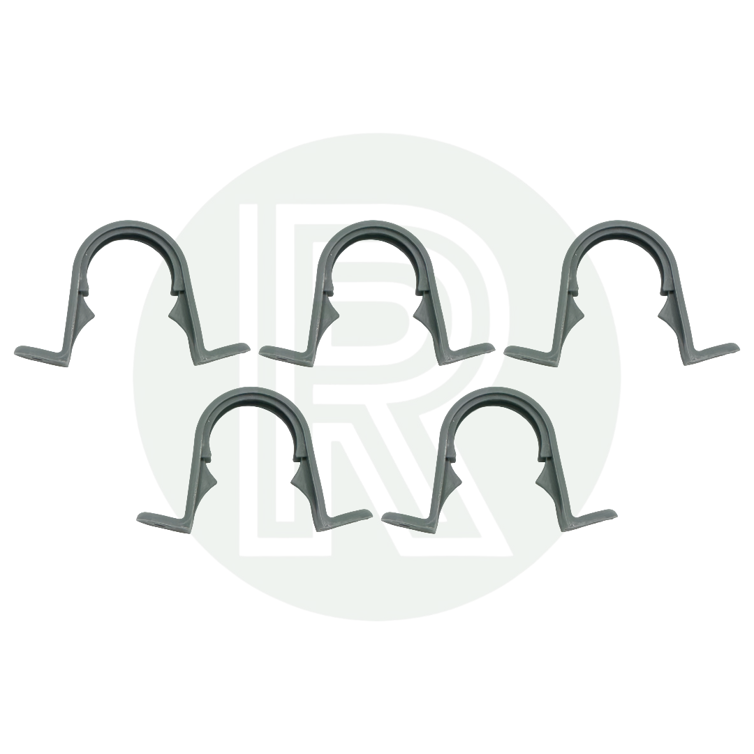 Pack of 5 grey 28mm pipe clips for mounting waste water pipe in campervan caravan and motorhome conversions