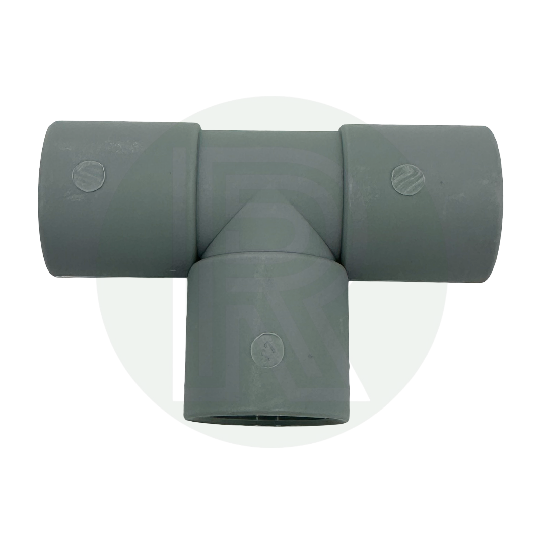 28mm push fit tee waste pipe fitting for connecting multiple grey water outlets in campervan and caravan installations