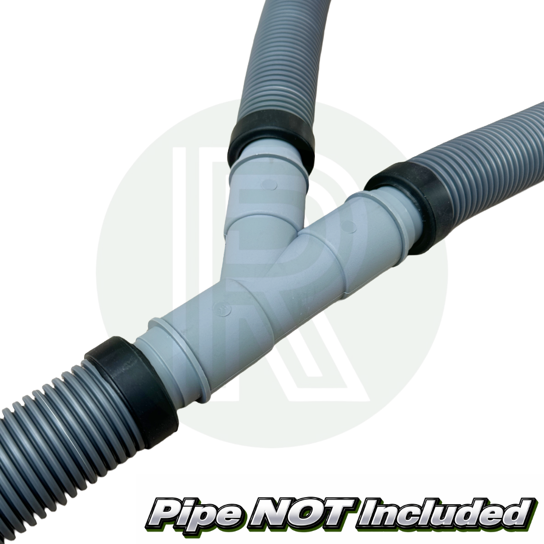 28mm Y pipe connector assembled with flexible hoses attached, vacuum pipe adapter set, pipe not included