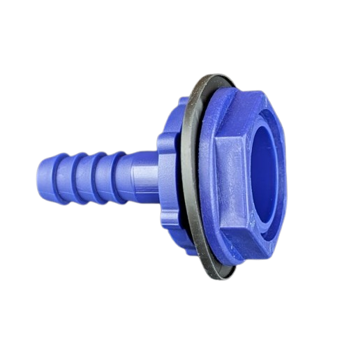 3/4" BSP Male to 3/8" (10mm) Male Barbed Straight Tank Connector with Washer & Nut