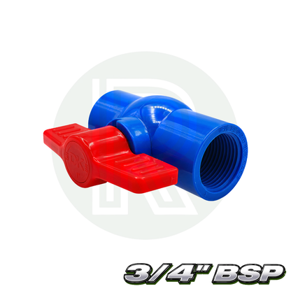 3/4 inch BSP 25mm PVC isolation ball valve blue threaded with red quarter turn handle for water pipe systems