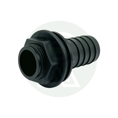 3/4 BSP male to 25mm hose barb straight tank connector black