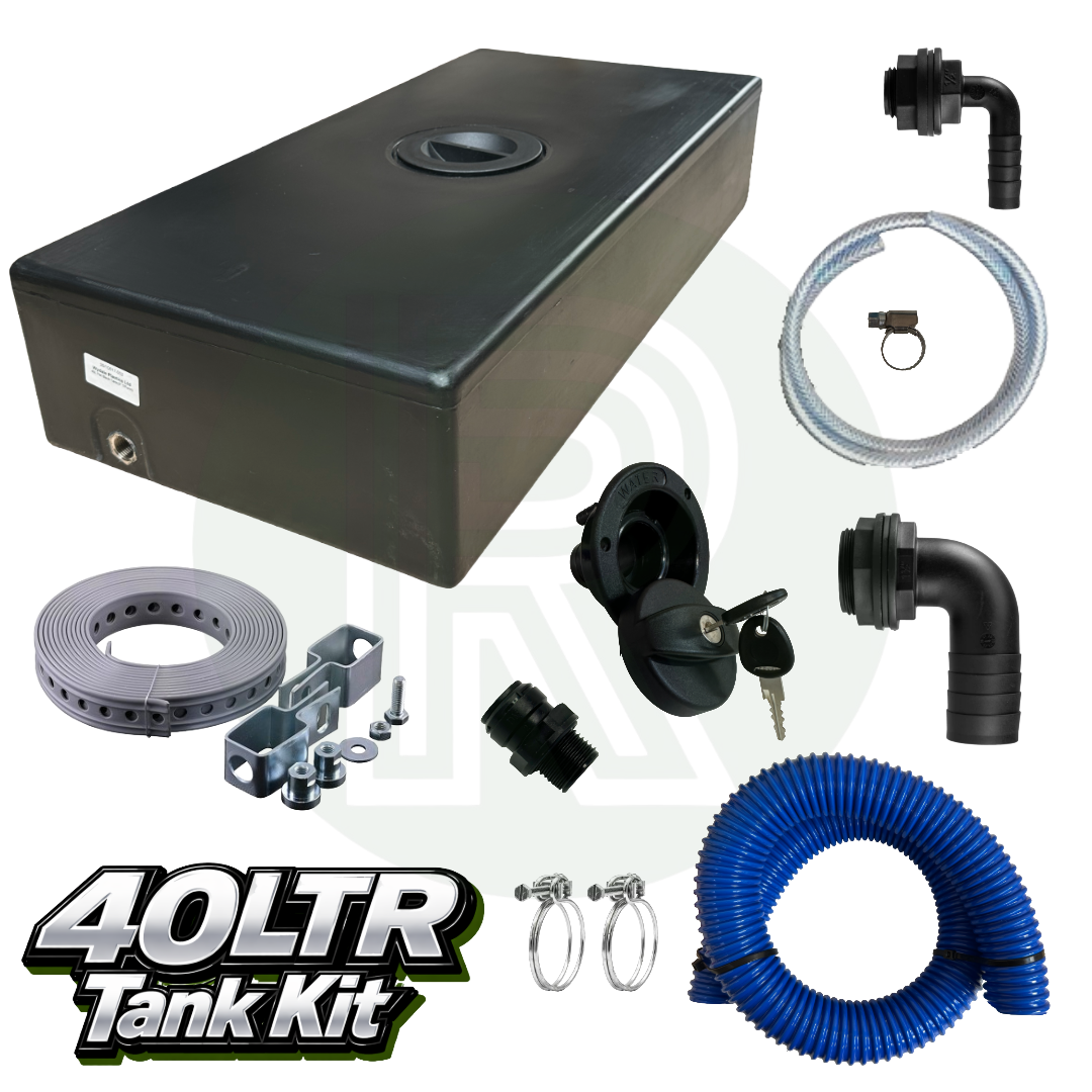 40L Underslung Fresh Water Tank & Topfill Kit 750mm(L) x 370mm(W) x 160mm(H)