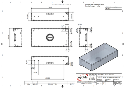 40ltr Black Underslung Fresh Water Tank