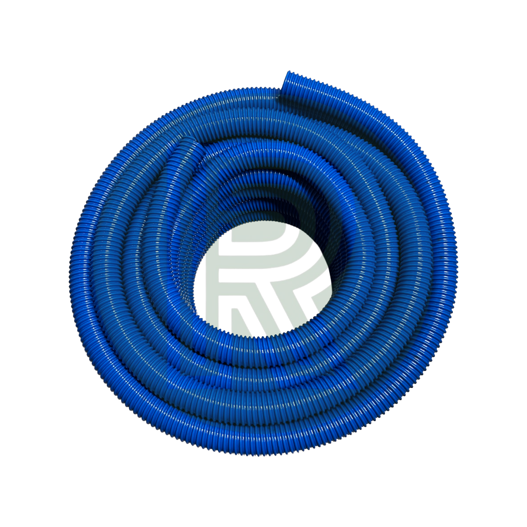 Blue 40mm convoluted water and waste pipe for motorhome caravan campervan and marine plumbing systems