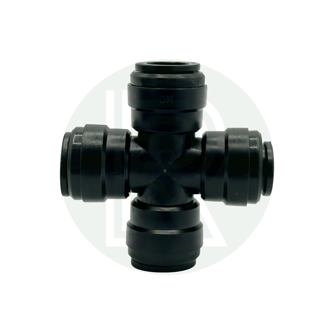 12mm Pushfit Female 4 way Cross Connector
