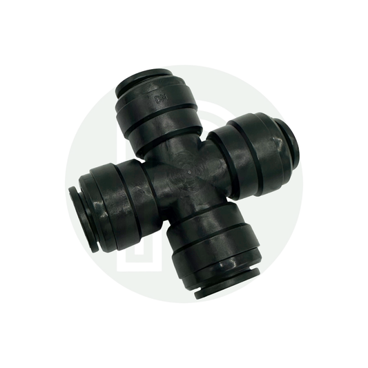 12mm Pushfit Female 4 way Cross Connector