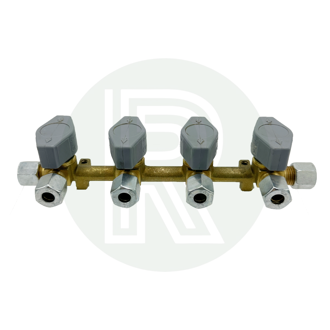 Truma 4 way manifold showing 8mm pipe connections