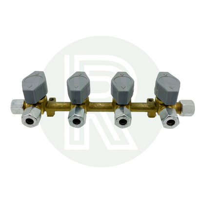 Truma 4 way manifold showing 8mm pipe connections
