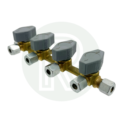 Truma 4 way manifold showing 8mm pipe connections