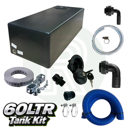 60L Underslung Fresh Water Tank & Topfill Kit 800mm(L) x 350mm(W) x 250mm(H)