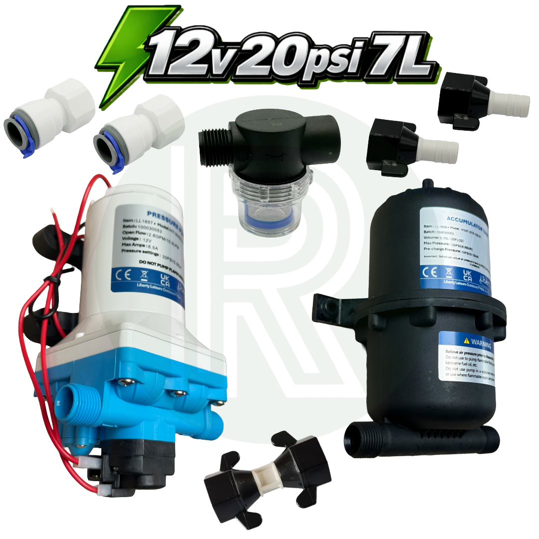 12V Water Pump & Accumulator Kit 20PSI 7L Campervan Caravan RV – Rebel ...
