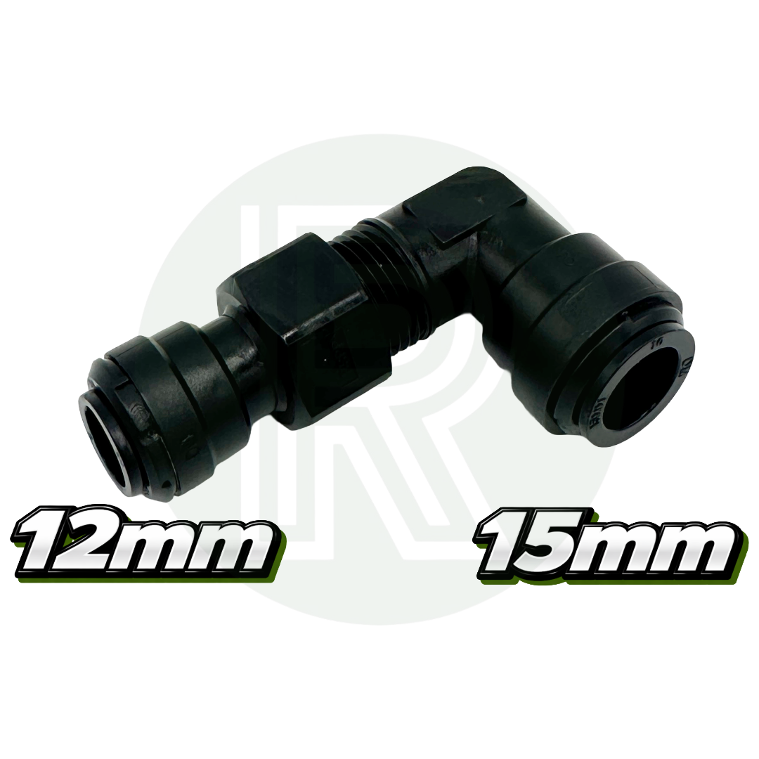 90 degree elbow push fit plumbing adapter 12mm and 15mm sizes male thread black connector