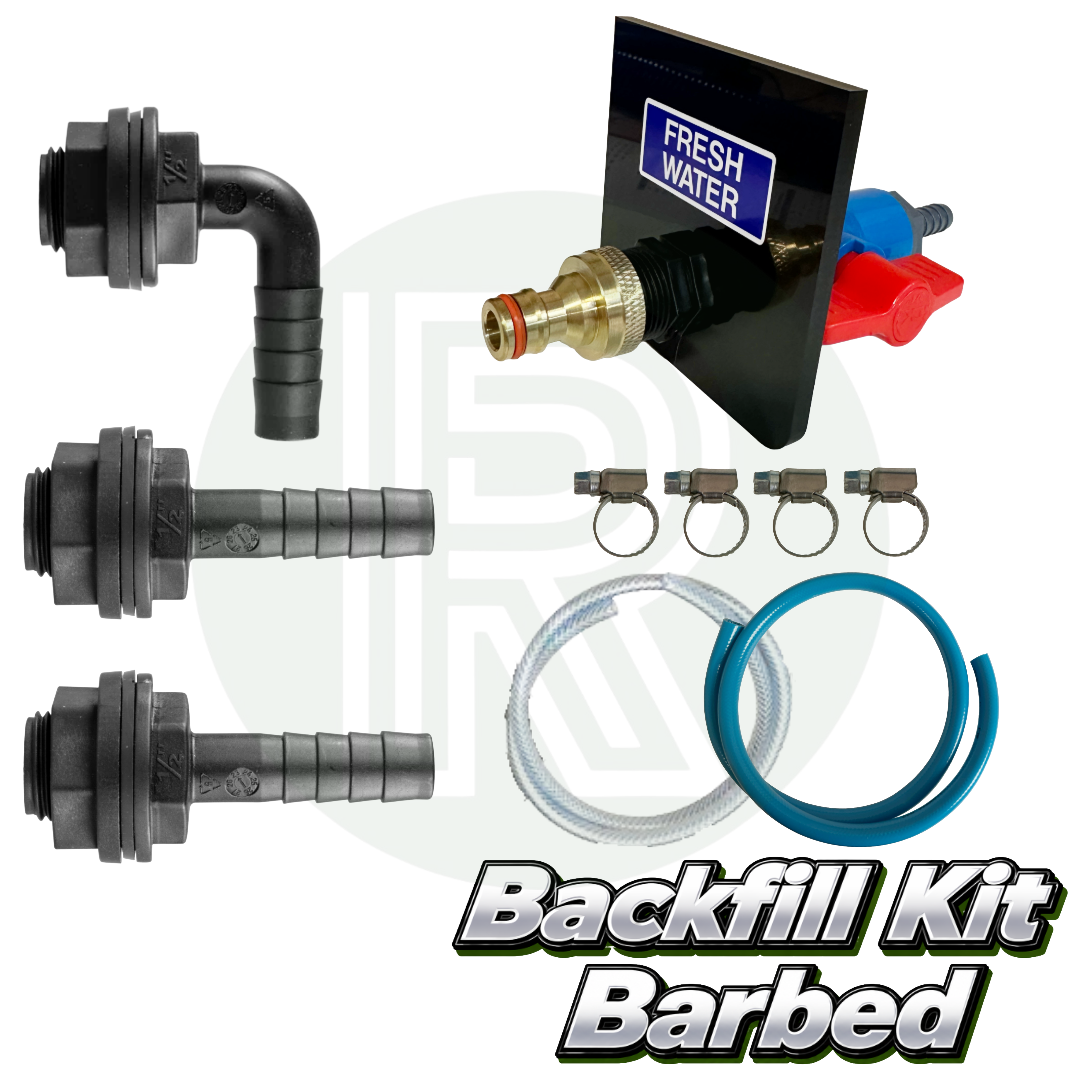 Backfill Kit for Fresh Water Tank Fill Point with Hoses, Fittings and Clamps