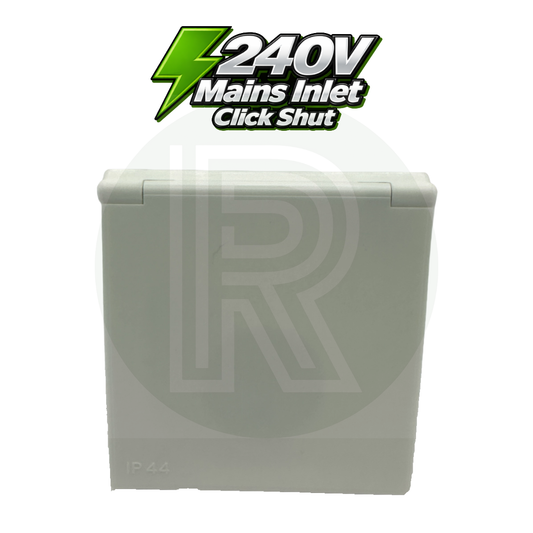 Fawo White 240v Mains Inlet with Click Shut Flap