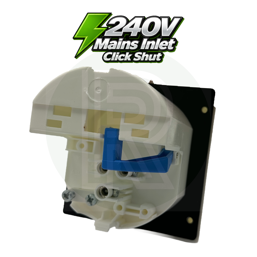 Fawo White 240v Mains Inlet with Click Shut Flap