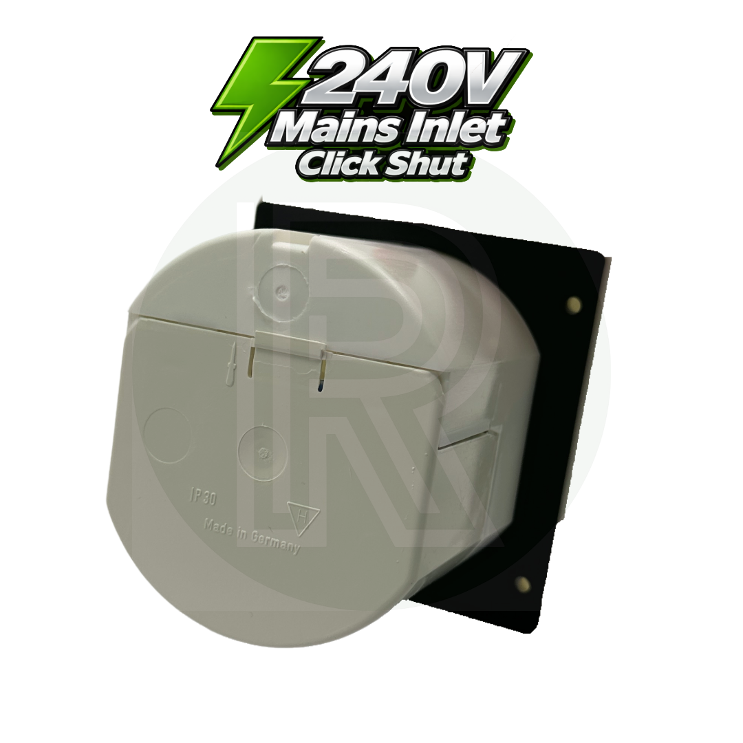Fawo White 240v Mains Inlet with Click Shut Flap