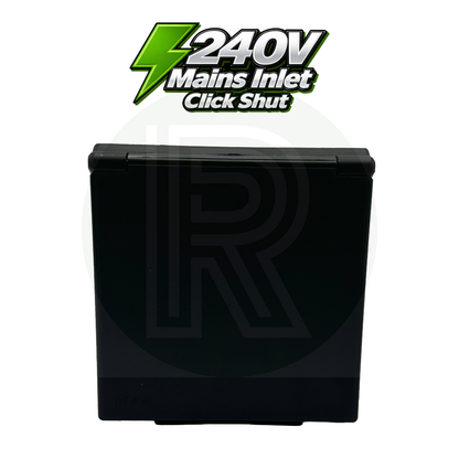 Fawo Black 240v Mains Inlet with Click Shut Flap