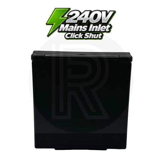 Fawo Black 240v Mains Inlet with Click Shut Flap
