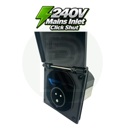 Fawo Black 240v Mains Inlet with Click Shut Flap