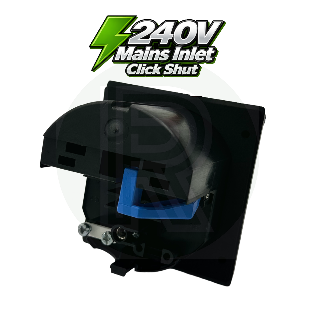 Fawo Black 240v Mains Inlet with Click Shut Flap