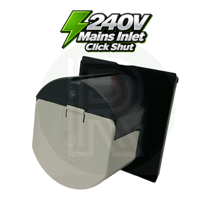 Fawo Black 240v Mains Inlet with Click Shut Flap