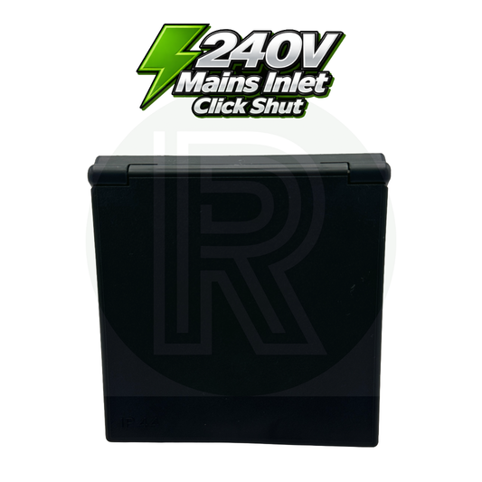 FAWO Grey 240v 16a Mains Inlet with Click Shut Flap