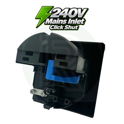 FAWO Grey 240v 16a Mains Inlet with Click Shut Flap