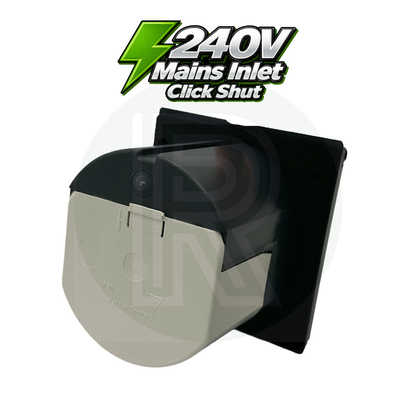 FAWO Grey 240v 16a Mains Inlet with Click Shut Flap
