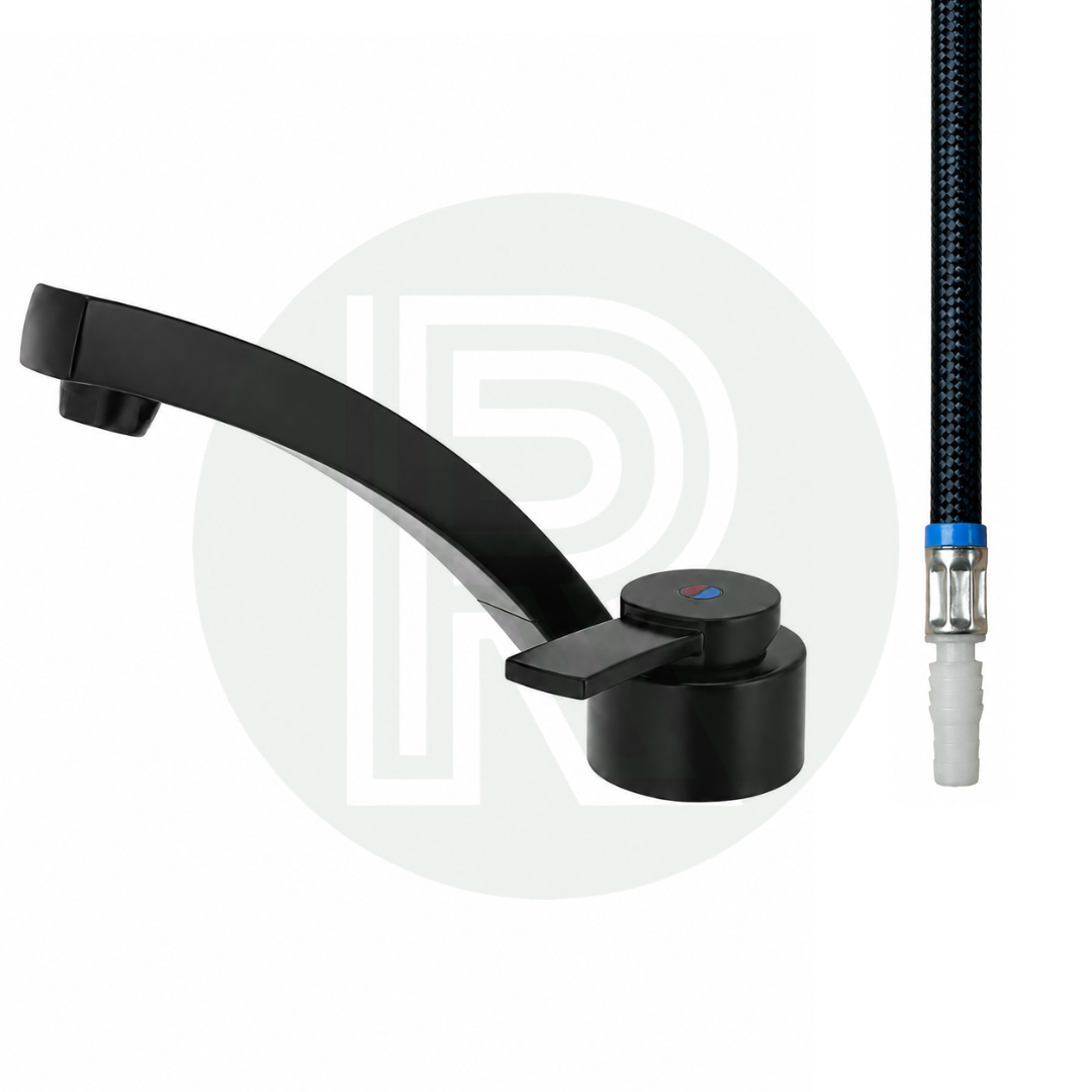 Dimatec Florenz Folding Tap Black Cold Only - Barbed Hose