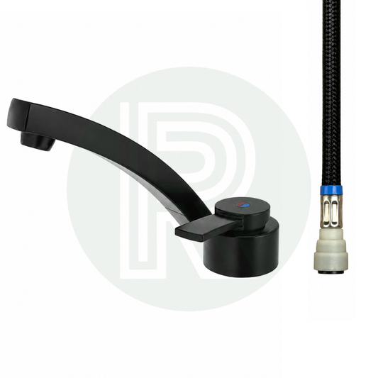 Dimatec Florenz Folding Tap Black Cold Only - Pushfit Hose