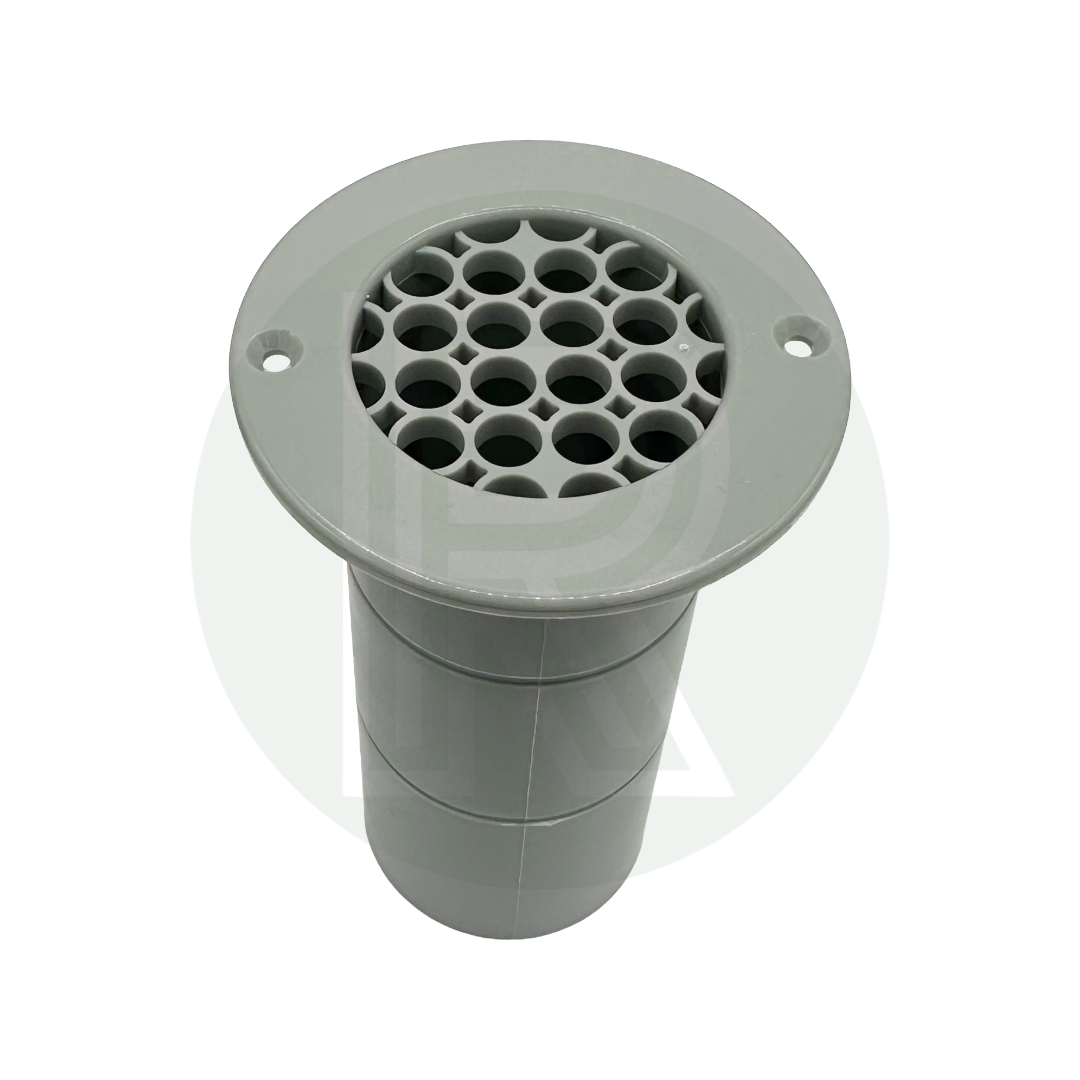 2 x Grey Gas Drop Out Round Floor Vent 75mm x 120mm