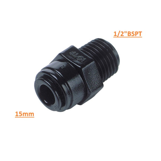 15mm Pushfit Female to 1/2" BSPT Straight