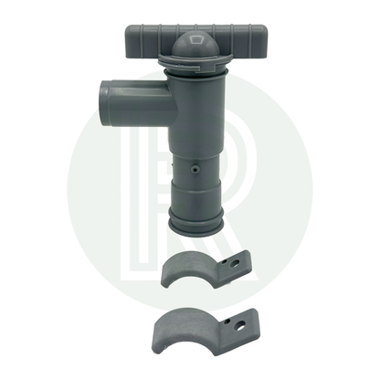 28mm Drainage / Drain Tap (With Brackets) Grey - Waste Water