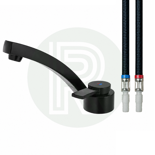 Dimatec Florenz Folding Tap Black Hot & Cold - Barbed Hoses