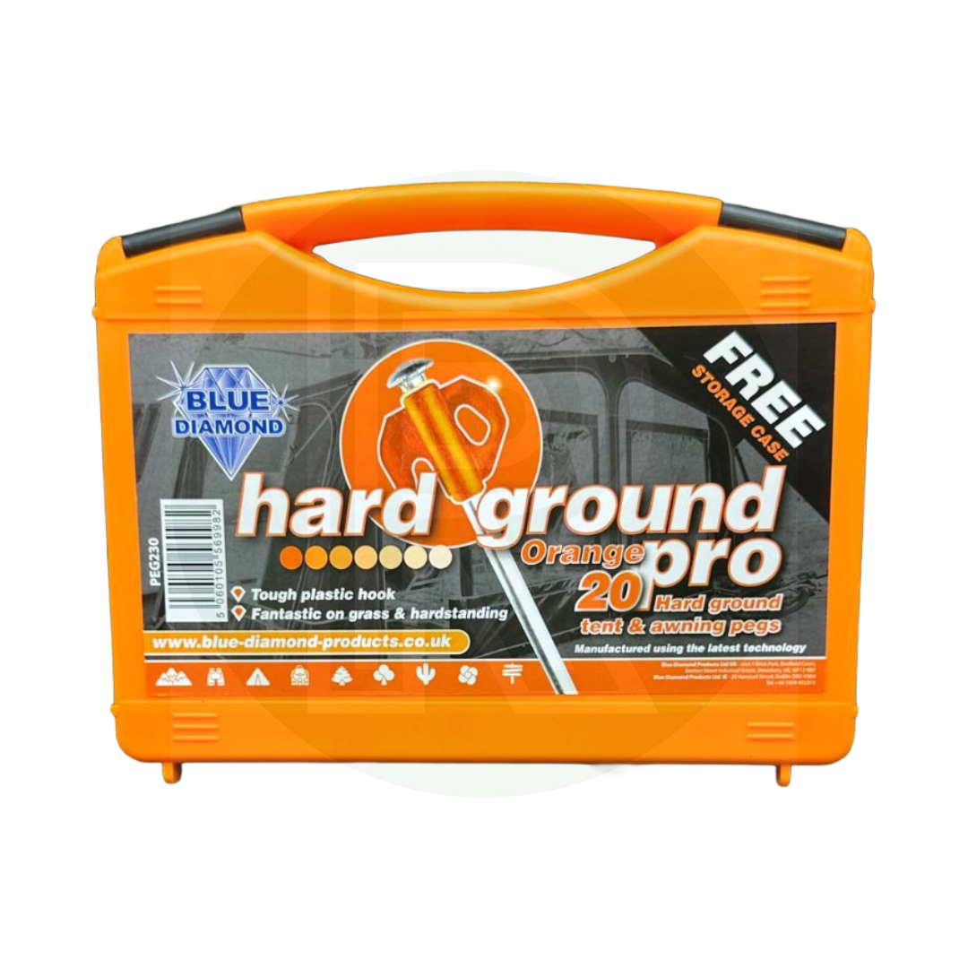 Blue Diamond Hard Ground Pro Pegs (Case Of 20) PEG230 Camping Tent Awning