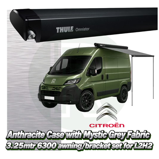 Thule Omnistor 6300 3.25m Black Awning Pack+Adapter for Citroen Relay L2H2 2006+