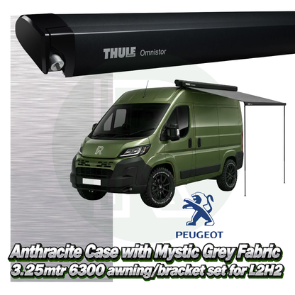 Thule Omnistor 6300 3.25m Black Awning Pack+Adapter for Peugeot Boxer L2H2 2006+