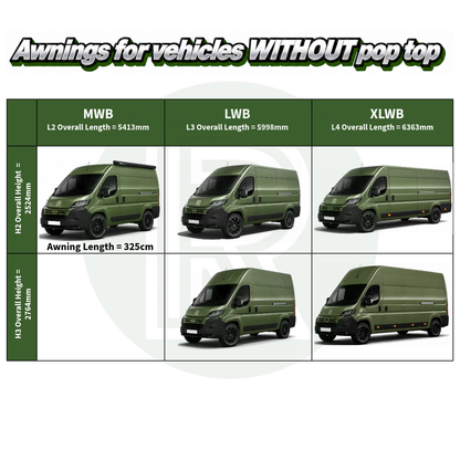Thule Omnistor 6300 3.25m Black Awning Pack+Adapter for Peugeot Boxer L2H2 2006+