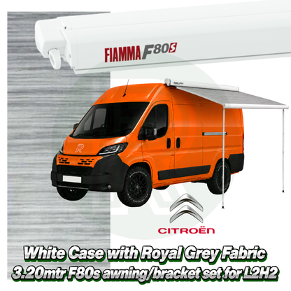 Fiamma F80s 3.20m White Awning Pack+Adapter for Citroen Relay L2H2 2006+