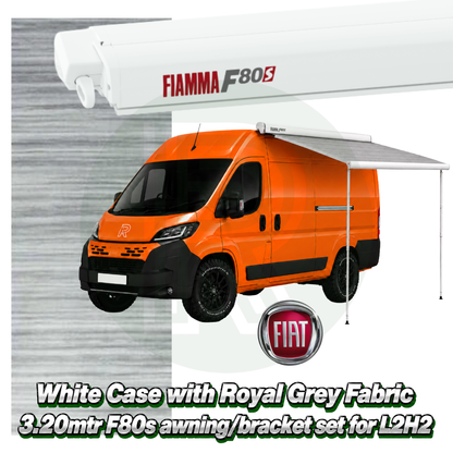 Fiamma F80s 3.20m White Awning Pack+Adapter for Fiat Ducato L2H2 2006+