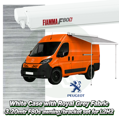 Fiamma F80s 3.20m White Awning Pack+Adapter for Peugeot Boxer L2H2 2006+