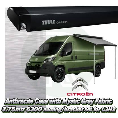 Thule Omnistor 6300 3.75m Black Awning Pack+Adapter for Citroen Relay L3H2 2006+