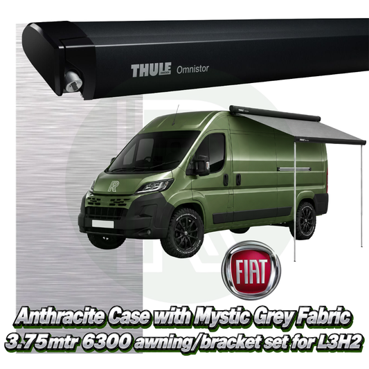 Thule Omnistor 6300 3.75m Black Awning Pack+Adapter for Fiat Ducato L3H2 2006+