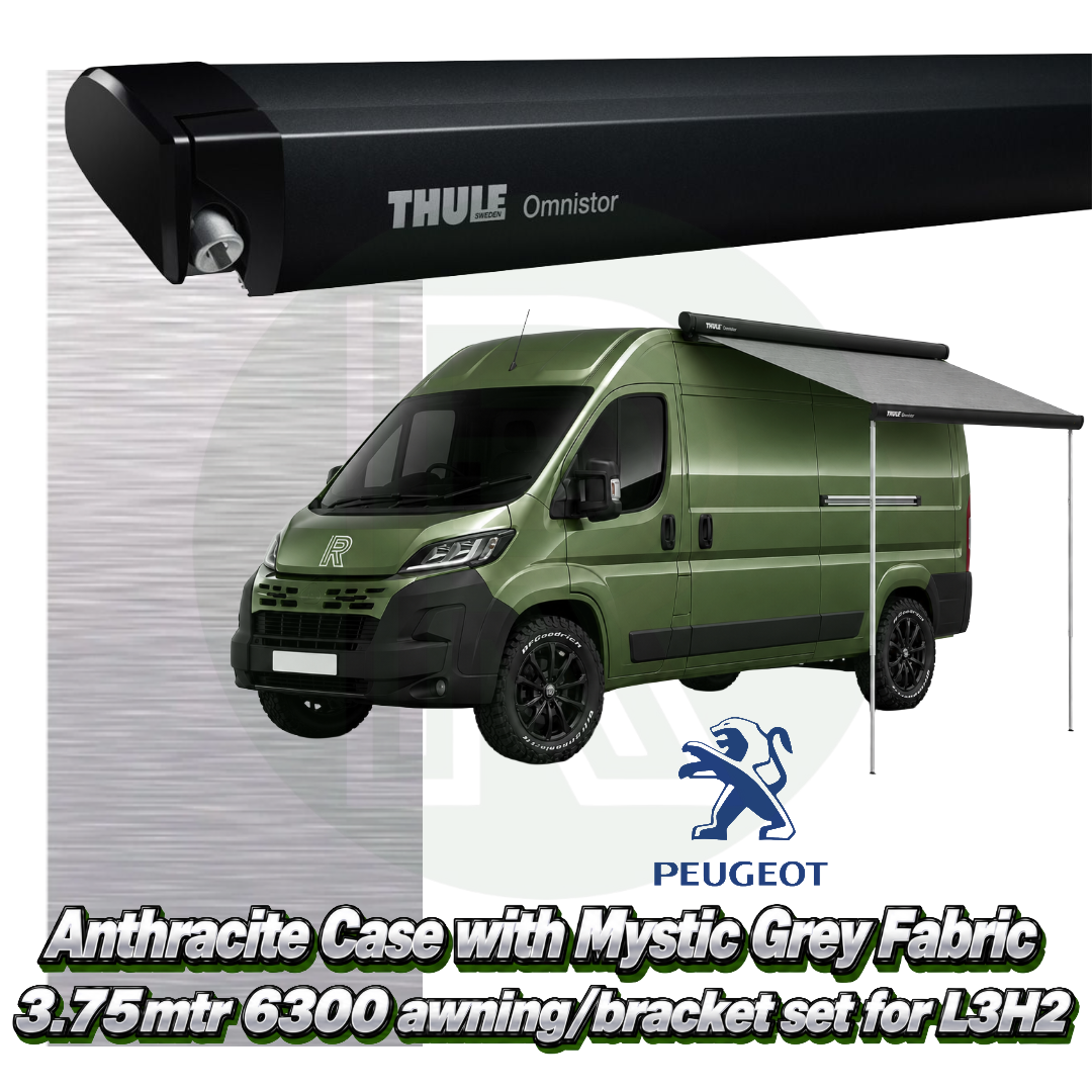 Thule Omnistor 6300 3.75m Black Awning Pack+Adapter for Peugeot Boxer L3H2 2006+